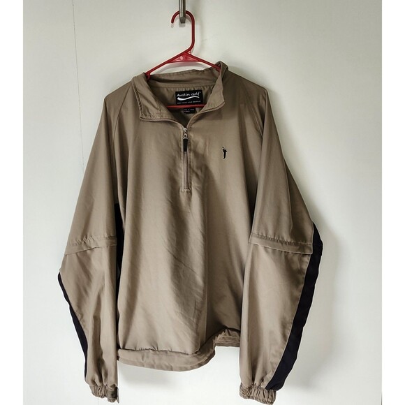 Austin Other - Austin Golf Pullover Windbreaker L Tan Vented Zip-Off Sleeves Lightweight